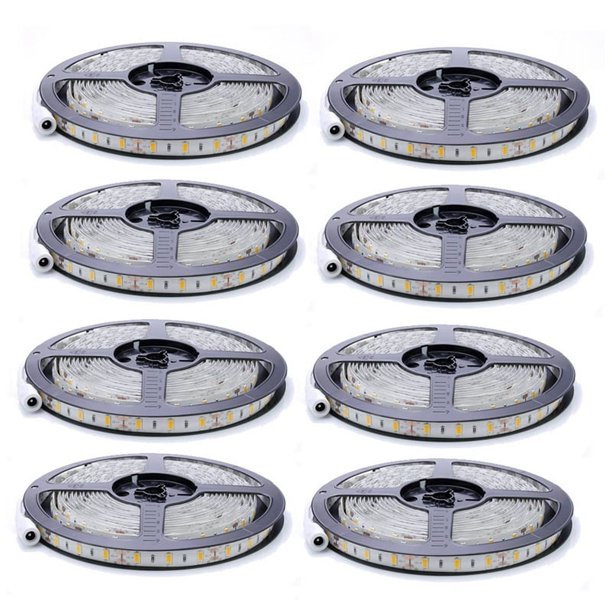 8X Flexible 5M DC 12V 36W SMD 2835 X 300 Leds IP20 CÁLido (3000K) Luces de Banda de Tira LED