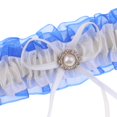 thumbnail image 3 of Liga de pierna de perlas de encaje de satén elástico nupcial con anillos de muslo de accesorio de fiesta Blanco azul Colcomx Liga nupcial del satén de la boda, 3 of 8