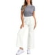 thumbnail image 2 of Jeans de pierna ancha para mujer INSPIRE CHIC con cintura elástica y cordón, pantalones de mezclilla casuales con bolsillos, blancos, talla S, 2 of 5