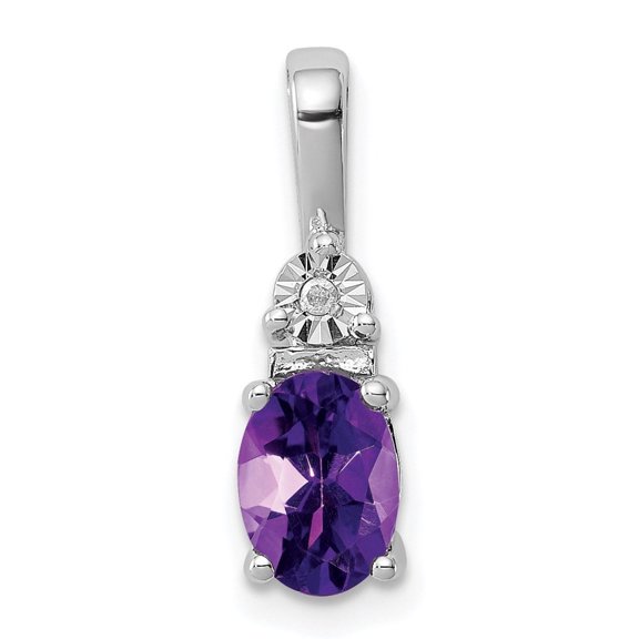 Auriga Fine Jewelry 925 Sterling Silver Rhodium-plated Diamond and Amethyst Pendant for Women