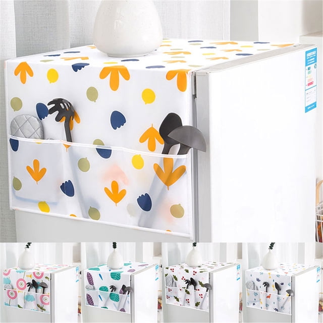 Fiudx Funda para Refrigerador, Material Peva Transpirable y Resistente a La Suciedad, Organizador Multiusos con Bolsillos, Ideal para Decoración de Cocina y Hogar, Fácil de Lavar, Tamaño 130 X 54 Cm.
