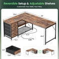 thumbnail image 3 of Amadwell 53 Inch L Shaped Desk with Power Outlets & Drawers, Reversible L-Shape Computer Desk, 3 of 9
