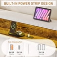 thumbnail image 2 of Bingirl King-Size Bed Frame: Button Tufted Upholstered Headboard, Charging Station, Bookcase, Light, Noise-Free, Stable & No Box Spring Needed, 2 of 8
