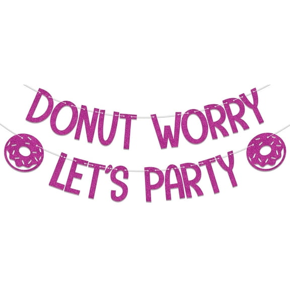Donut Worry Let's Party Banner, Donut Birthday Party Decorations, Donut Themed Tea Party Decoration, Doughnut Baby Shower Party Supplies Rose Red
