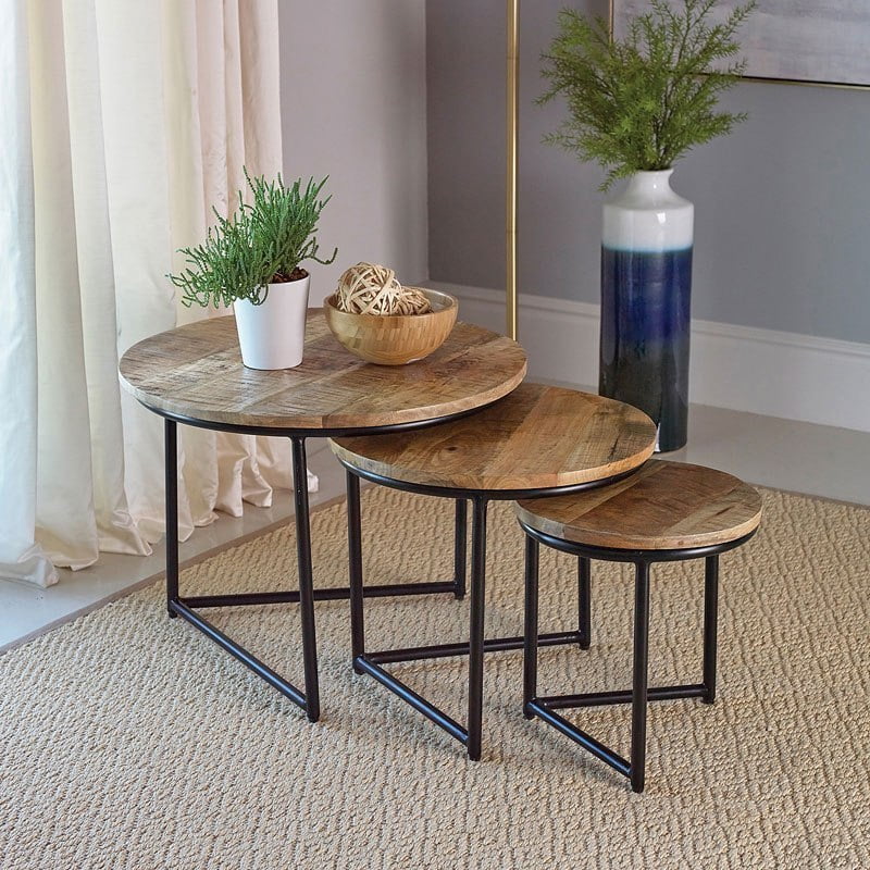 Small Round Night Table - Round Side Table Accent Tables Metal End