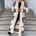 thumbnail image 4 of Autumn Winter Knitted Cardigan Women Striped Patchwork 2022 Elegant Loose Long Outerwear Maxi Y2k Sweater Coat Soft Jacket, 4 of 6