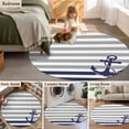 thumbnail image 5 of Round Rugs 3Ft, Anchor Gray Round Area Rug Washable Indoor Throw Carpet, Modern Navy Blue White Striped Nautical Small Non Slip Circle Rug for Bedroom Living Room Home Decor Aesthetic, 5 of 8