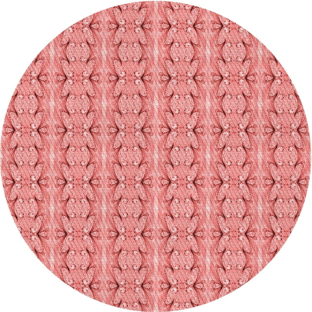 Ahgly Company Machine Washable Indoor Round Transitional Light Salmon Pink Area Rugs, 3' Round