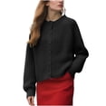 thumbnail image 2 of AUNVITO Women's Casual Solid Color V-Neck Long Sleeve Knit Cardigan Lightweight Loose Fit Comfortable Loungewear, 2 of 9