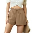 thumbnail image 7 of hotojiny Womens Shorts Summer Casual Cute Ruffle Waist Solid Shorts Lightweight Adjustable Tie Loose Beach Shorts with Pockets, 7 of 7