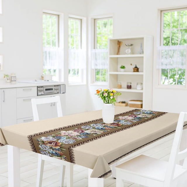 Nappe Brodée Anti-Huile, Nappe Brodée, Anti-Huile et Lavable