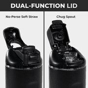 HydroJug Ease2o Insulated Stainless Steel Water Bottle with Straw & Chug Lid, Leak-Resistant, Cup Holder Friendly – 32oz, Black