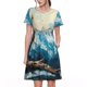 thumbnail image 1 of Disketp Iceberg Bald Eagle para Vestido de Manga Corta para Mujeres, Vestidos de Verano para Mujeres, Casual y Holgado para la Playa, 1 of 6