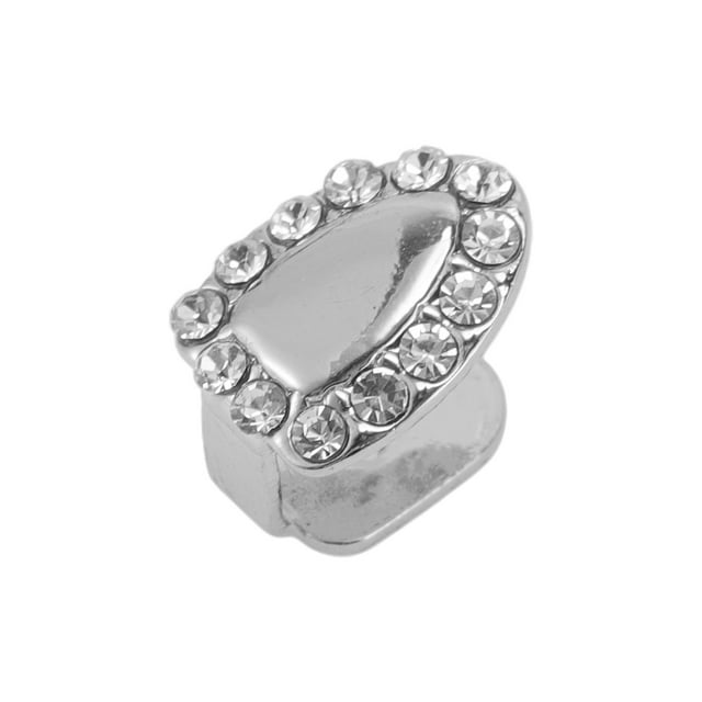 Unique Bargains 1 Pc Fake Grills Hip Hop Single Rhinestone Teeth Grillz Silver Tone