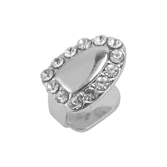 Unique Bargains 1 Pc Fake Grills Hip Hop Single Rhinestone Teeth Grillz Silver Tone