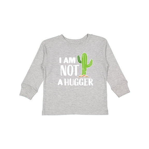 Inktastic I am Not a Hugger with Cactus Boys or Girls Long Sleeve Toddler T-Shirt