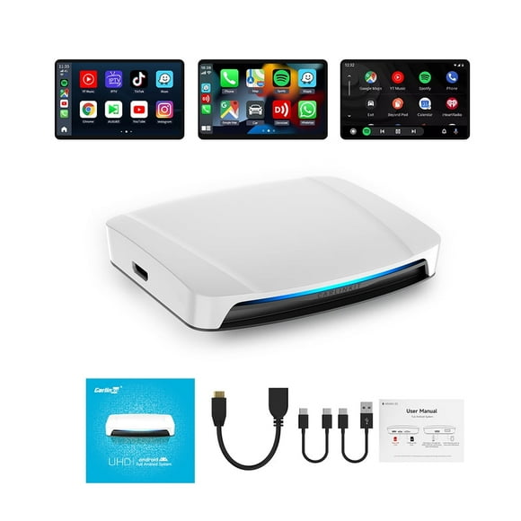 CarlinKit Tbox-UHD CarPlay Ai TV Box with Android 13 QSM6225 HDMI output Port Adapter Support YouTube/Netflix/Steaming/Roof Monitor/Headrest Screen Wireless Apple CarPlay Wireless Android Auto Dongle