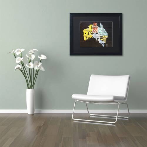 Trademark Fine Art 'Australia License Plate Map' Canvas Art by Design Turnpike, Black Matte, Black Frame