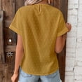 thumbnail image 4 of T-Shirts For Women Sevevn Fashion Women Summer Flare Sleeve Three Quarter Floral Lace Office Lady Blouse Tops, 4 of 4