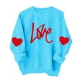 thumbnail image 2 of JTZGDY Love Heart Sweatshirts for Women Cute Valentines Day Long Sleeve Crewneck Pullover Tops Trendy Cozy Graphic Holiday T-Shirts Light Blue L, 2 of 6