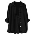 thumbnail image 2 of Mifsaly Girls 2 Piece Summer Outfit Set Button Down Long Sleeve Shirts and Drawstring Elastic Waist Shorts Lightweight Kids Casual Loose Matching Loungewear, 2 of 9