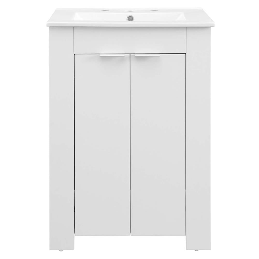 Modway Maybelle Modern Wood/Ceramic Bathroom Vanity in White