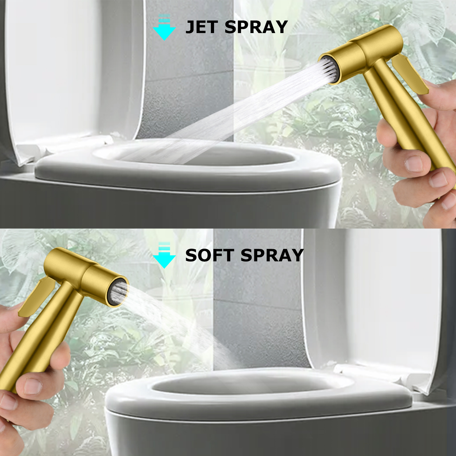 LOSCHEN Bidet Sprayer Kit for Toilet,Hand Held Sprayer Shattaf Toilet Attachment Stainless Steel for Pet Bath/Personal Hygiene/Bathroom,Easy to Install with T-Adapter（Gold）