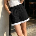 thumbnail image 5 of Womens Casual Lace Shorts Baeitkot Womens Casual Lace Shorts Elastic Waist Drawstring Loose Comfy Summer Shorts with Pockets Black L, 5 of 7
