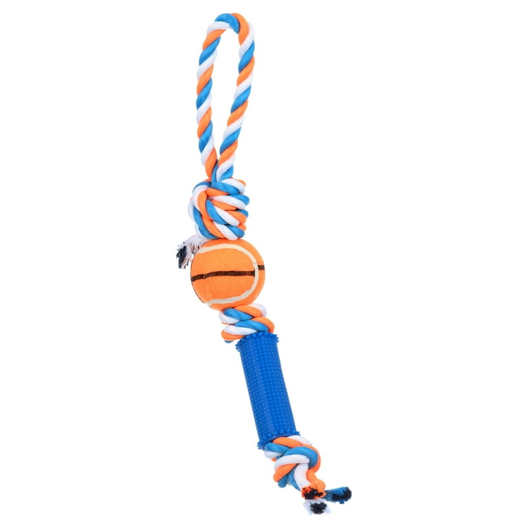 Mario Lopez Dog Toy Sports Ball Tug Toy with a TPR Grip Handle and