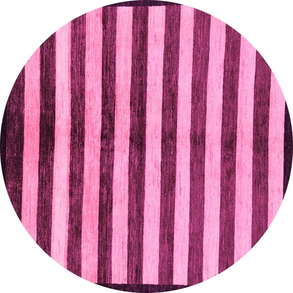 Ahgly Company Machine Washable Indoor Round Oriental Pink Modern Area Rugs, 4' Round