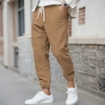thumbnail image 2 of YUELONGHU Adult Men Casual Pants Mens Casual Pants Stretch Relaxed Fit Summer Men's Solid Color Large Size Loose Linen Nine Pants Harlan Pants Casual Pants, 2 of 8