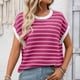 thumbnail image 1 of Tejiojio Women's Casual Striped T-shirt Round Neck Pullover Short Sleeve Top S-2XL, 1 of 8