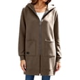 thumbnail image 3 of BOOMNY Womens Long Sleeve Fleece Hoodies Solid Pullover Long Hoodie for Women Trendy Zip Up Warm Fall Winter Hooded Sweatshirts With Pocket, 3 of 6