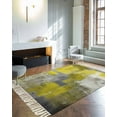 thumbnail image 4 of Yellow Grey Large Area Rug 4x6ft Woven Runner Rug,Modern Oil Painted Abstract Art Aesthetics Washable Living Room Bedroom Kitchen Bathroom Classroom Carpet with Tassels,Indoor Outdoor Throw Door Mat, 4 of 5