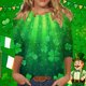 thumbnail image 1 of RKSTN 3/4 Length Sleeve Womens Tops Oversized Crewneck St Patricks Day Lucky Shamrocks Graphic Print T Shirt Womens Casual Plus Size Round Neck Loose Irish Festivities Three Quarter Sleeve Shirt, 1 of 6