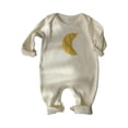 thumbnail image 3 of URMAGIC 0-24 Months Newborn Infant Baby Boy Girl Outfit Clothes Fall Cotton Linen Long SLeeve Rompers Solid Moon Jumpsuits For Toddler, 3 of 7