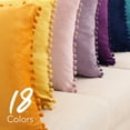 thumbnail image 6 of Deconovo Pack of 2 Square Decorative Throw Pillow Covers with Cute Pom Poms Soft Velvet Farmhouse Cushion Covers for Couch Sofa Bedroom Decor, 22x22 inch, Lemon Yellow, 6 of 7