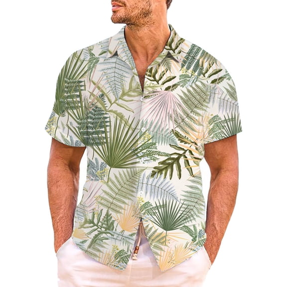 Men's Hawaiian Shirt Short Sleeve Funny Casual Loose Fit Lightweight Breathable Summer Beach Vacation Button Down Tropical Printed Tops