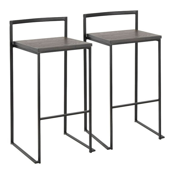 LumiSource Fuji Stacker 30" Fixed-Height Barstool - Set of 2