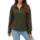 thumbnail image 1 of Gibobby Suéter de Punto Sudaderas con media cremallera para mujer, con cremallera de un , sudaderas con capucha de tamaño, suéteres, trajes de otoño, ropa de invierno (Verdinegro, S), 1 of 5