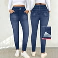 thumbnail image 4 of uublik Pants Leggings for Women High Waisted Jeggings Pants Stretchy Skinny Pants Leggings Denim Pants, Blue, 4 of 6