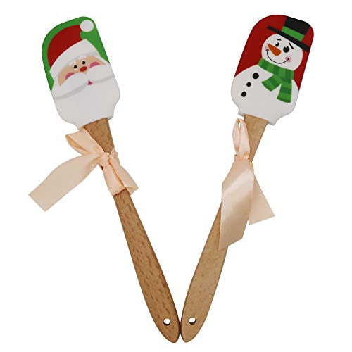 Christmas Silicone Spatula, Set of 2, Santa Spatula & Snow Man Spatula