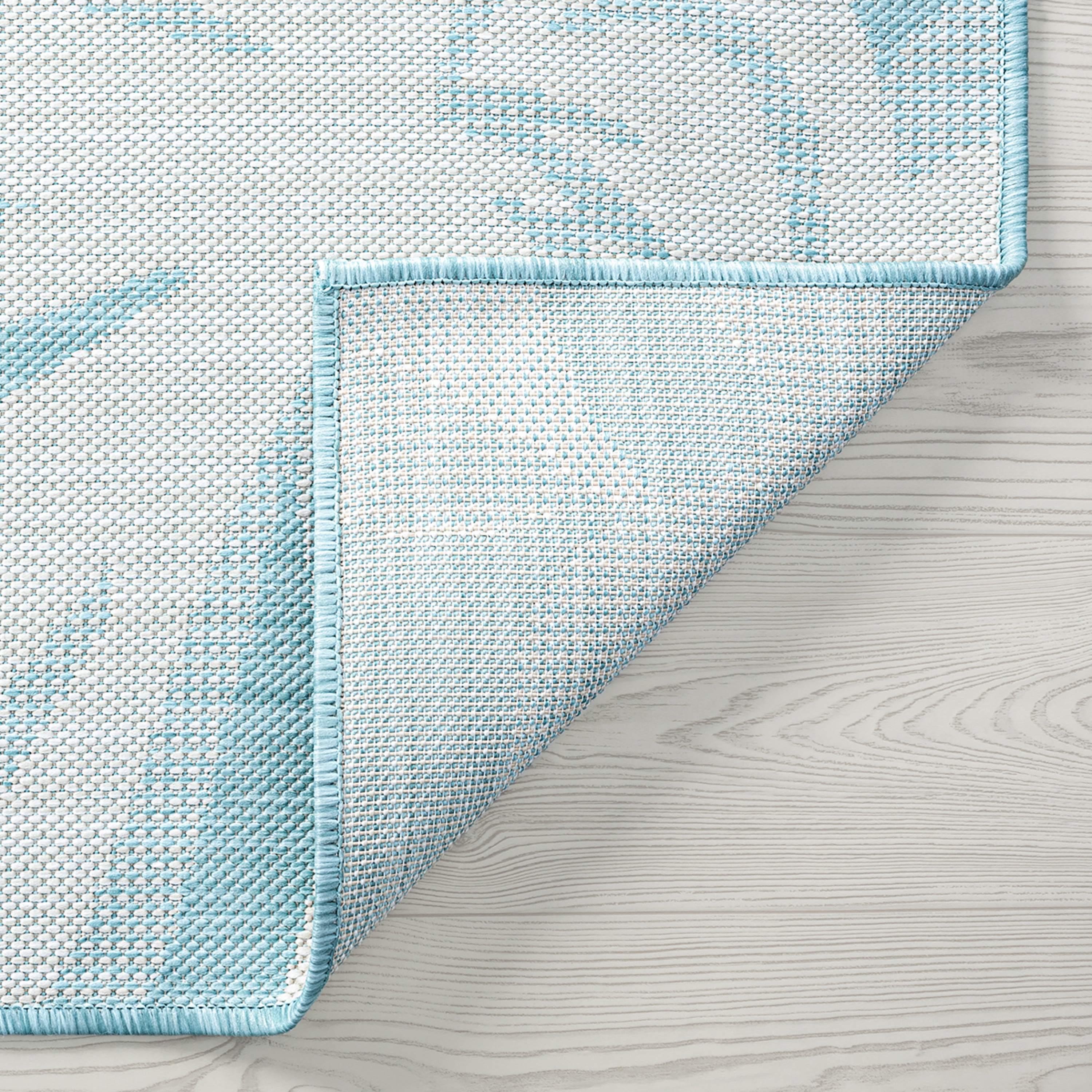 9x12 Water Resistant, Large Indoor Outdoor Rugs for Patios, Front Door Entry, Entryway, Deck, Porch, Balcony | Outside Area Rug for Patio | Aqua, Floral | Size: 8'10'' x 12'2''