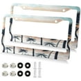 thumbnail image 2 of Coolnut Palm Trees License Plate Frame 2 Pack 2 Holes Car Aluminum License Plate Holder Automotive Parts Decoration Universal with Screw Caps Cover, 2 of 7