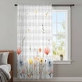 thumbnail image 4 of Botanical Wildflowers Sheer Curtains 96 Inches Long, Spring Farmhouse Floral Grey Plaid Light Filering Curtains, Privacy Drapes Simi Floor to Veiling Curtain for Living Room Bedroom Window Treatment, 4 of 9
