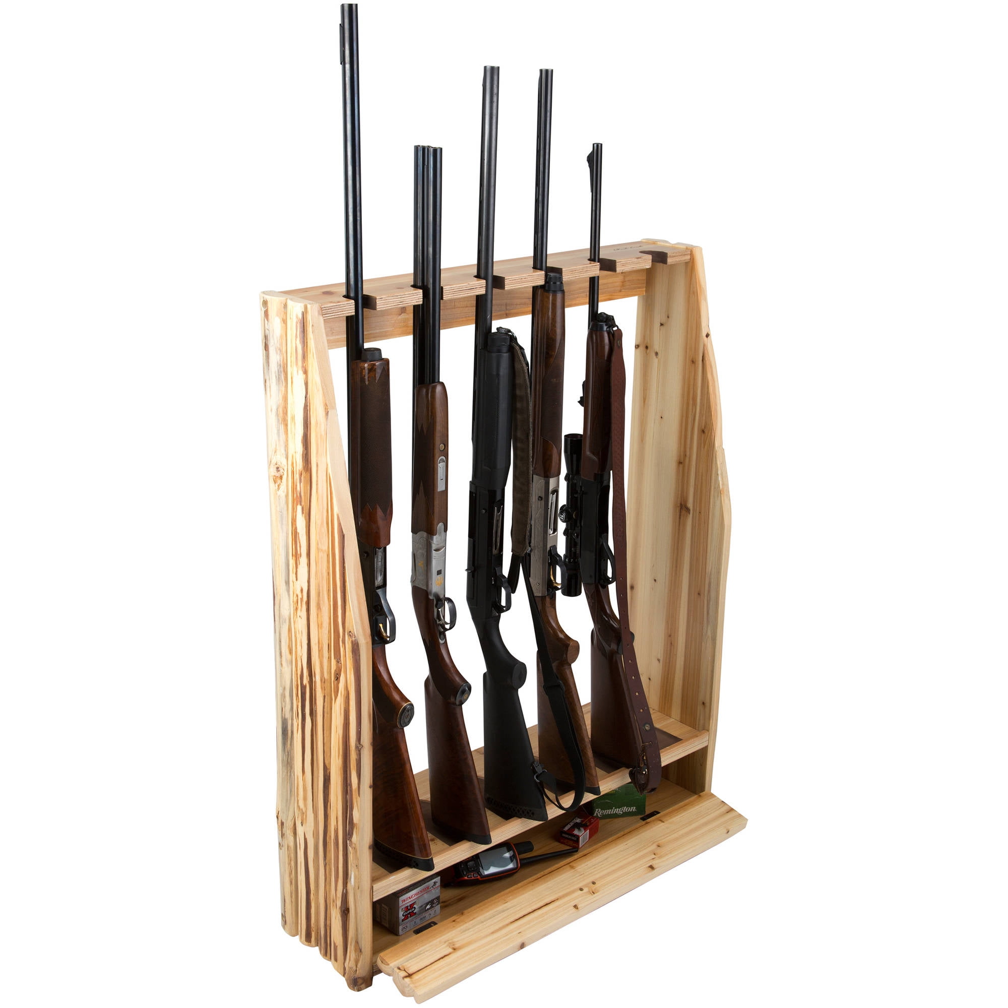Rush Creek Creations 6-Gun Storage Rack with Accessory Compartment by Rush Creek Creations