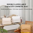 thumbnail image 3 of Bolso de Cosméticos Bolsa de maquillaje de doble capa para mujer, bolsa principal de gran capacidad, bolsa de almacenamiento inferior para brochas de maquillaje con bolsillo interior, organizador de c, 3 of 8