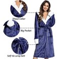 thumbnail image 3 of Dressing Gown Unisex Adults Robe Fluffy Super Soft Hooded Bathrobe For Men Women, 3 of 3