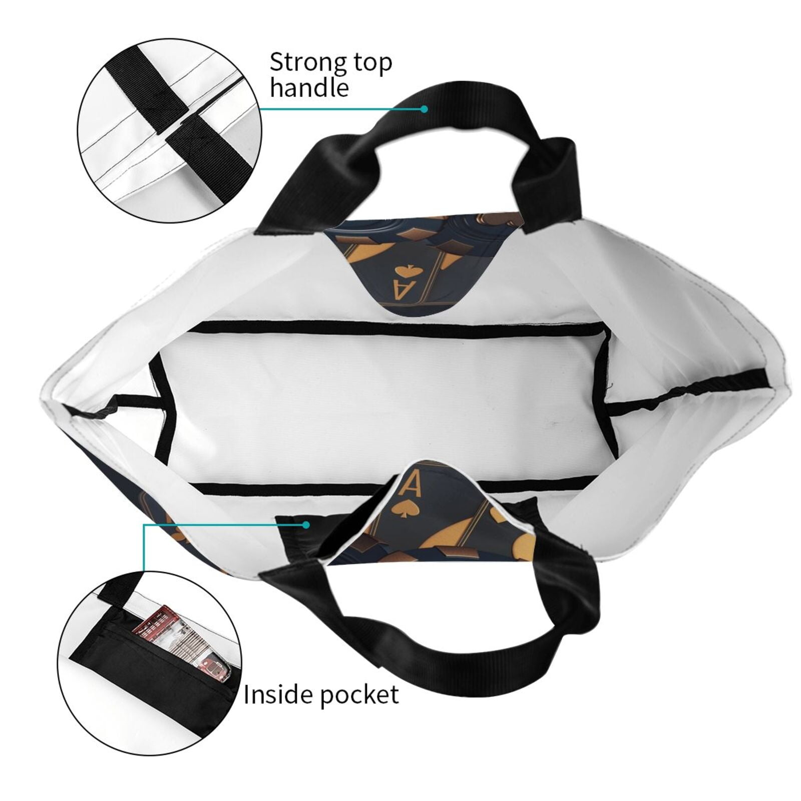 Horeoi Casino Cards Poker Pattern ​Minimalist Crossbody Bag for Women Scratch-Resistant Oxford Fabric Multi-Functional Carryall Office Travel Versatile