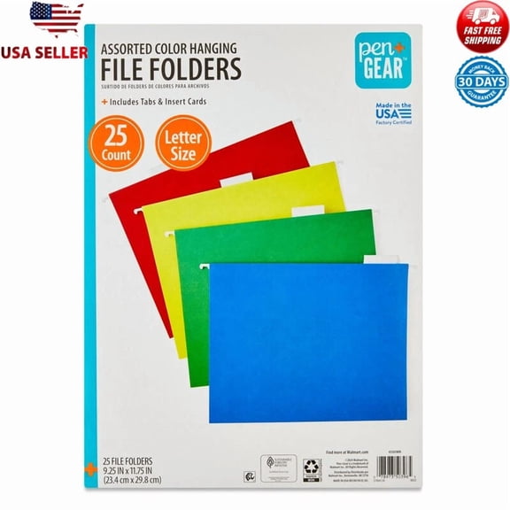 Durable Assorted Color Hanging File Folders 25 Count Letter Size Organization Us